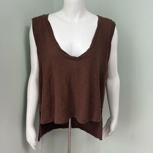 Free People | FP Beach Oversized Boxy Fit Chocolate Brown Hi-Low Cotton Tank
